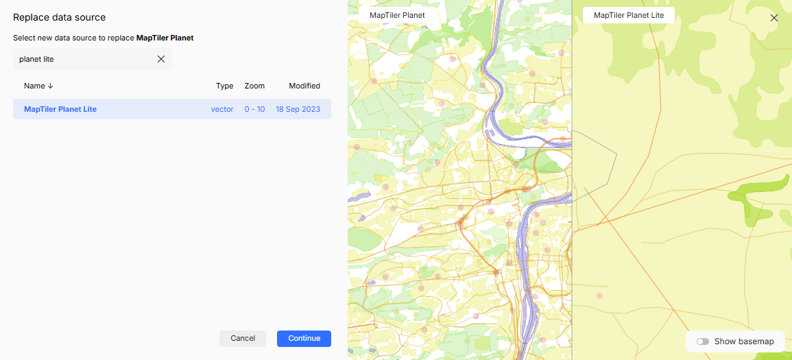Compare data sources